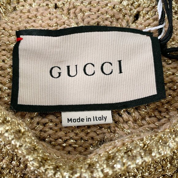 Gucci Metallic Gold Crochet Knit Short-Sleeve Top - Picture 5 of 8